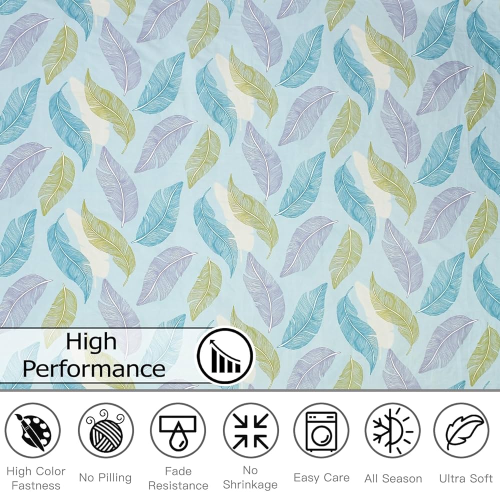 Fresh From Loom Floral XXL King Size Bed Bedsheet for Double Bed 240 TC Bed Sheet with 2 Pillow Cover Printed Aqua Pankh