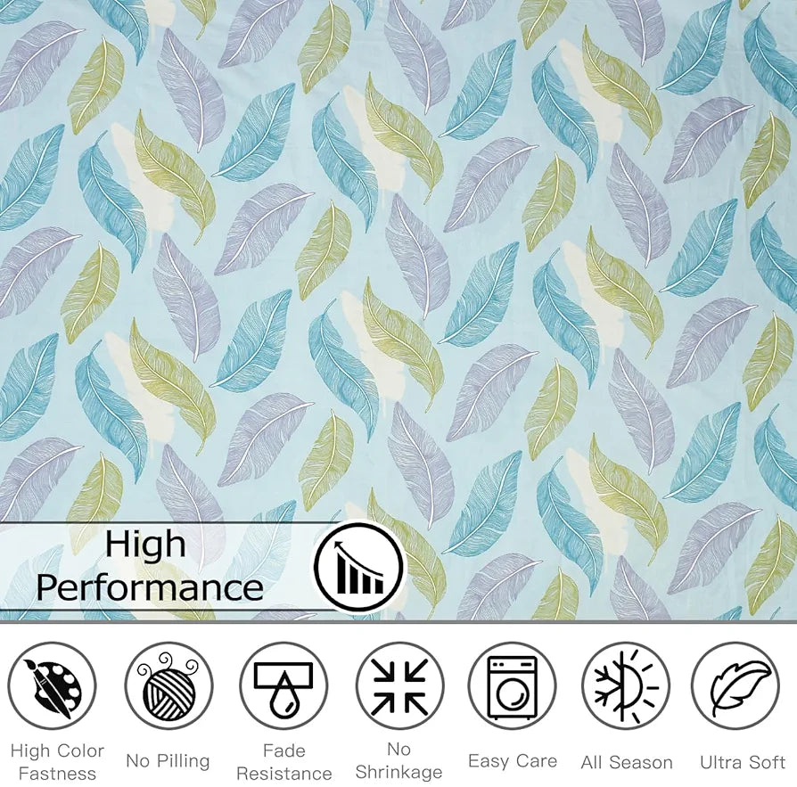 Fresh From Loom Microfiber Soft Cotton Queen Size Bedsheet for Double Bed 200 TC Hypoallergenic Soft Bed Sheet with 2 Pillow Cover Aqua Pankh