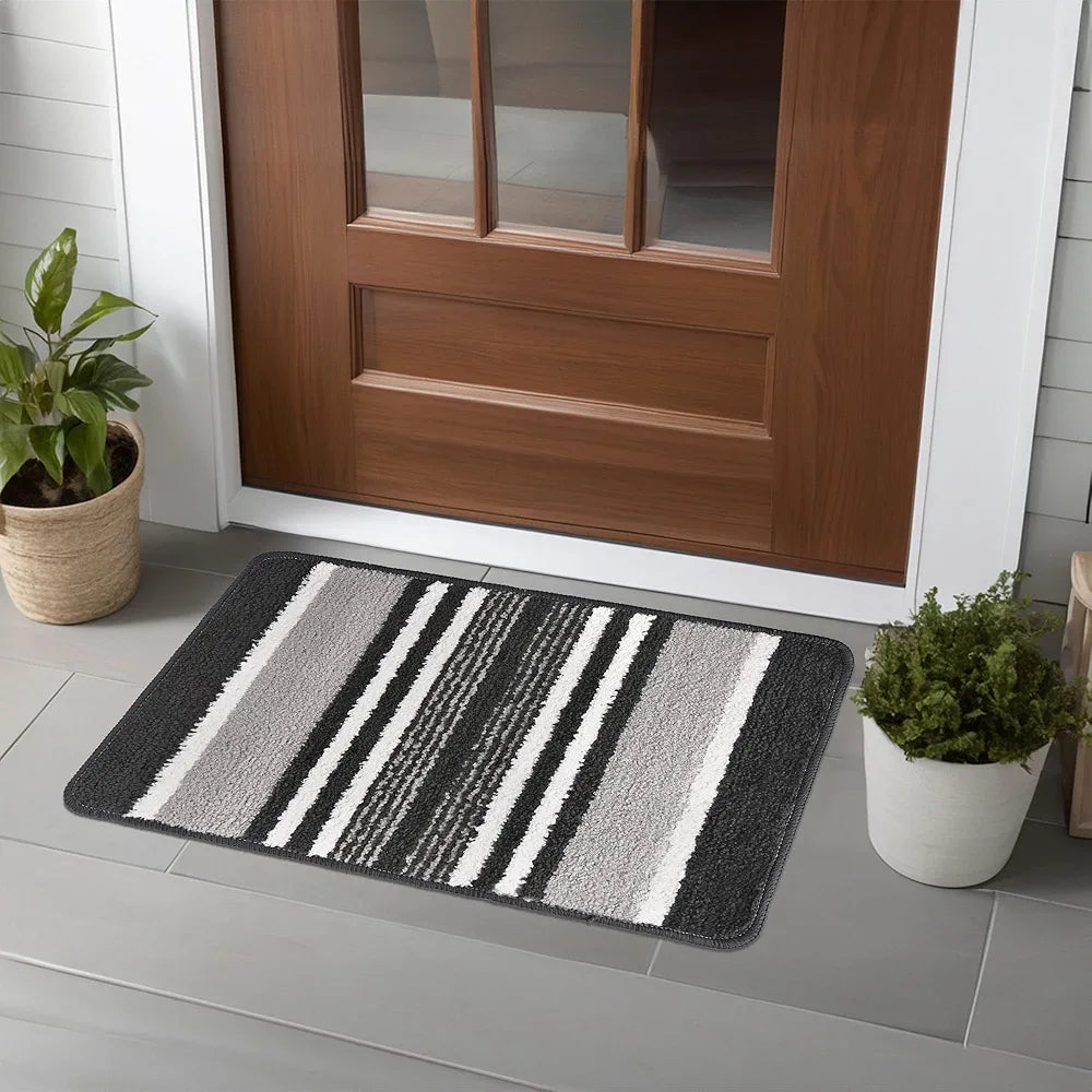 Kuber Industries Anti-Skid Water-Absorbent Door Mats for Home Micro Jupitar Lining Dark Grey
