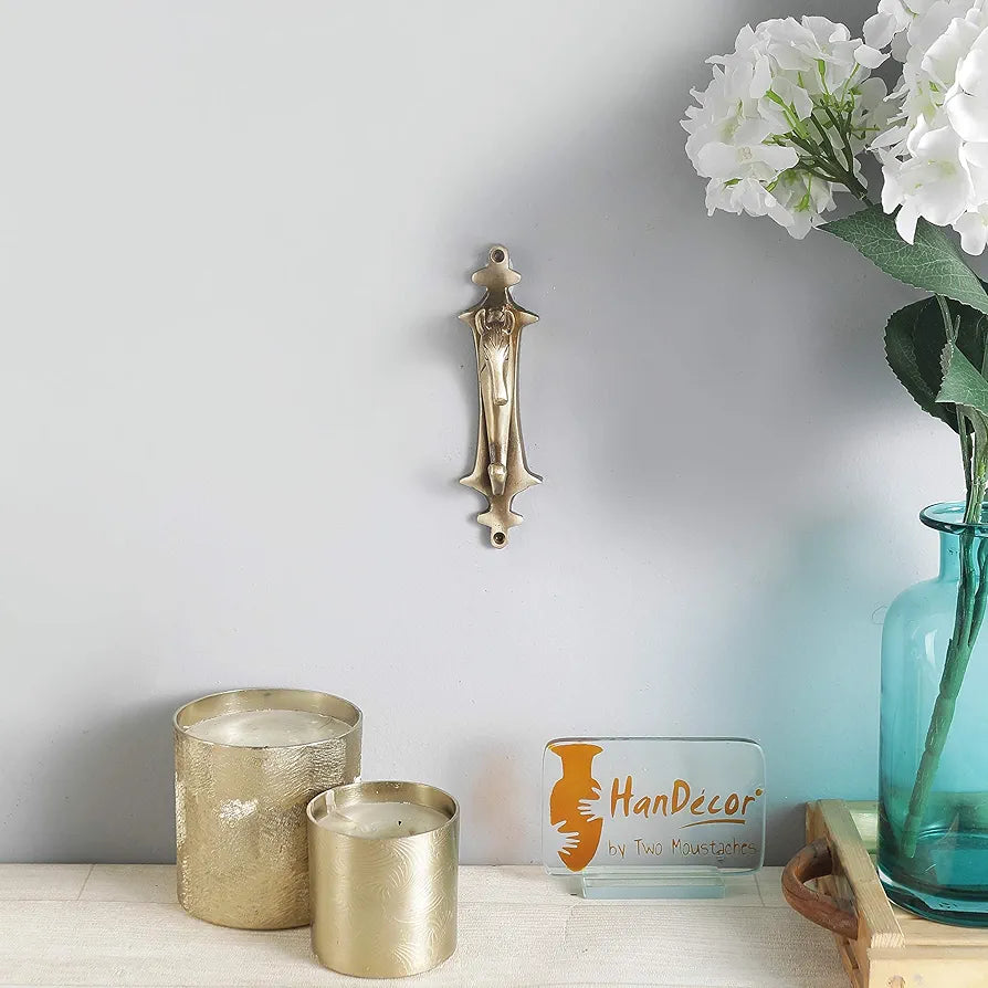 Two Moustaches Horse Head Design Brass Key Holder Antique Brown