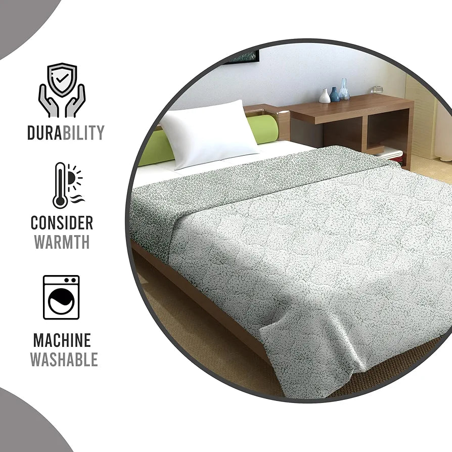 Divine Casa 120 GSM Microfiber Single Bed Comforter Soft & Lightweight Reversible AC Blanket Colour Slate Grey