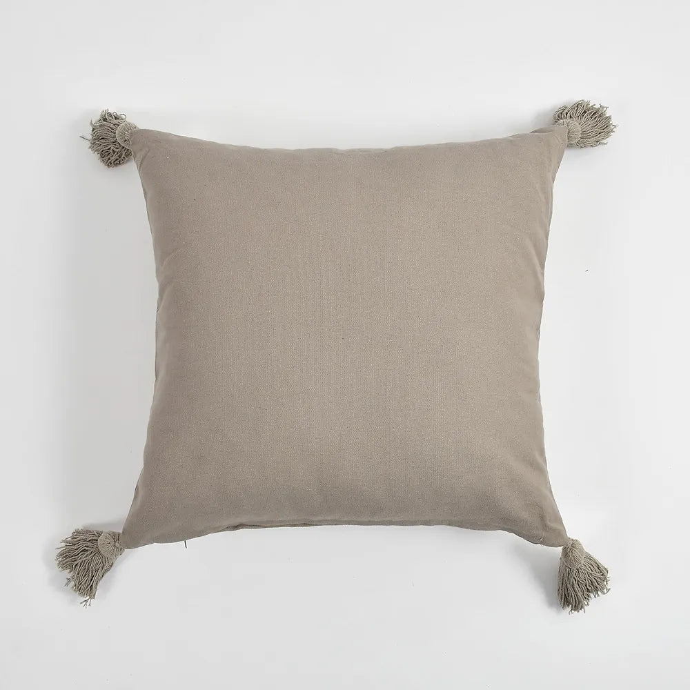 Sashaa World Cotton Cushion Cover Colour Brown Grey Tufted Decorative Pillow Case