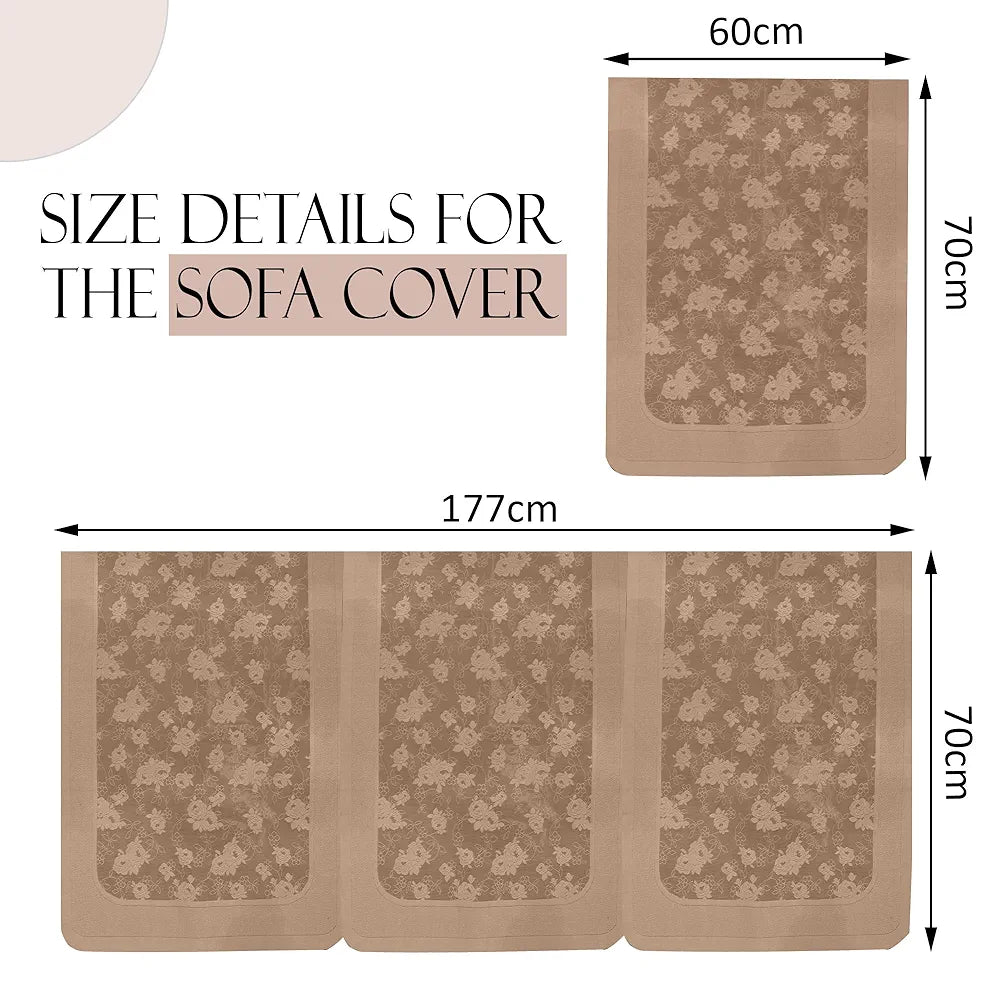 Kuber Industries Set of 10 Net Anti-Skid Sofa Cover 5-Seater Self Net Hawaii Camel Brown