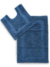 Sashaa World Solid Anti Skid Bathmat And Contour Cotton Colour Navy