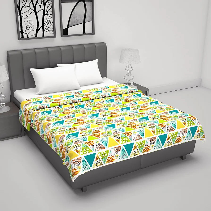 Divine Casa 100% Cotton Double Bed Dohar Lightweight AC Blanket Soft & Breathable Summer Quilt Colour Lime Punch