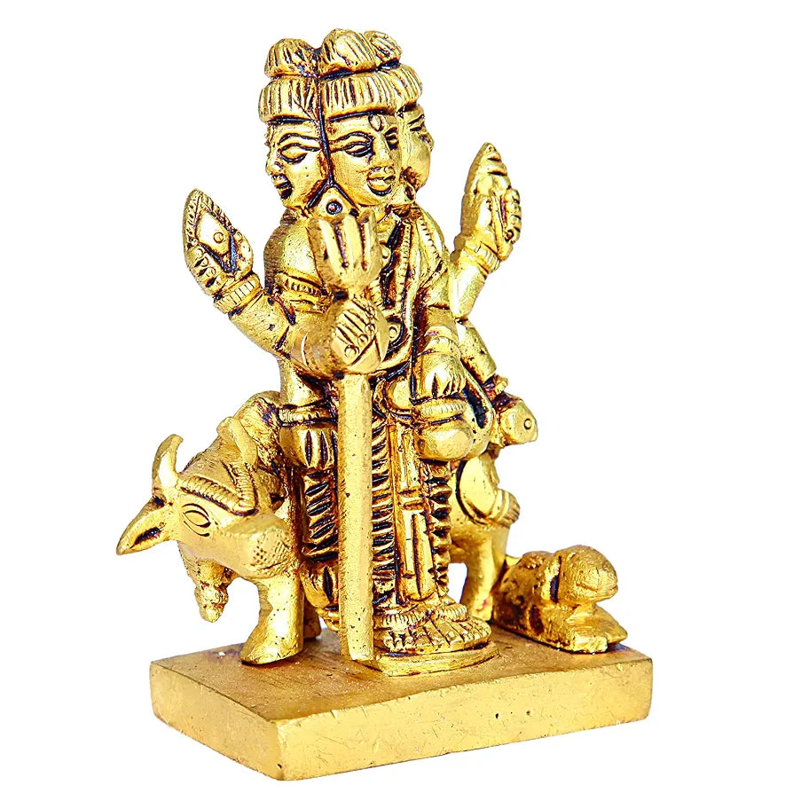 anciently Datta Murti Small | Dattatreya Idol Small | Dattatreya Murti Small | Datta Guru Murti Small | Dattatreya Idol Brass 8 CM Height Brass Gold Colour 1 Piece