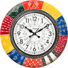 RoyalsCart Ethnic Handcrafted Decorative Wall Clock with Rajasthani Painting Multicolour Wooden Clock [KTWC139N] Boistrous Designer Painting