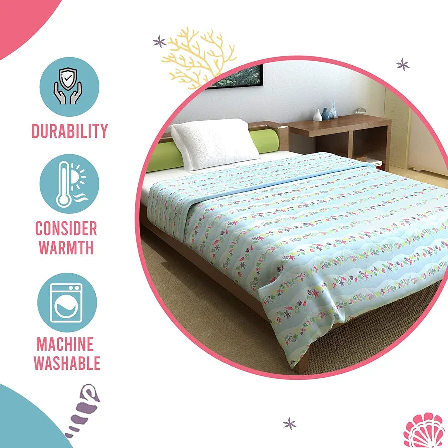 Divine Casa 120 GSM Cotton Single Bed Comforter Soft & Lightweight Reversible All-Season Blanket Colour Cosmic Sky