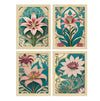 ArtX Paper Lilly Flowers Botanical Art Paintings With Frame Multicolor, Set of 4