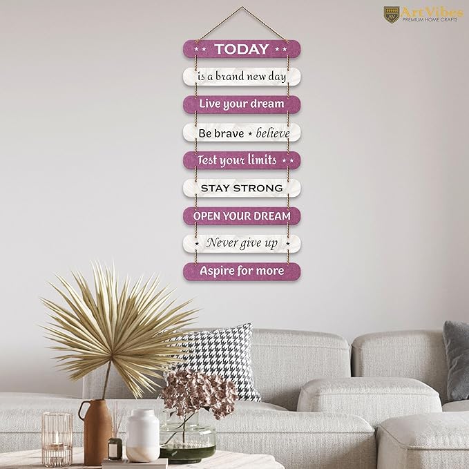 Artvibes Decorative Positive Quote Printed Wooden Wall Hanging for Home Decor Items