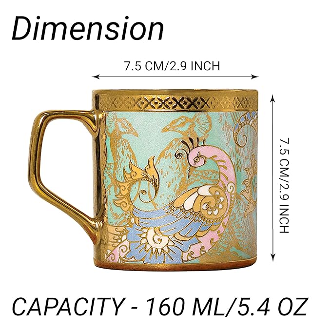 Femora Bone China Gold Tea Cup | Heaven Gold | 180 Ml