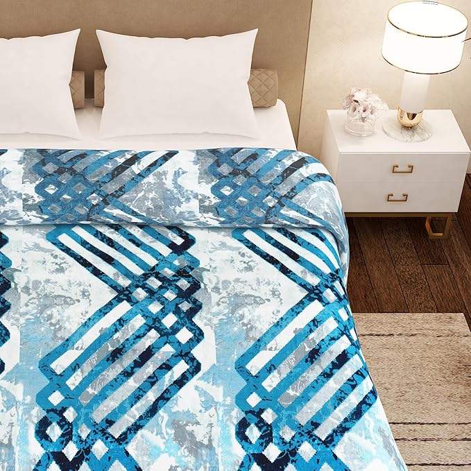 Story@Home Polyester All-Season AC Double Size Finley Blanket Abstract, Slate Grey Colour