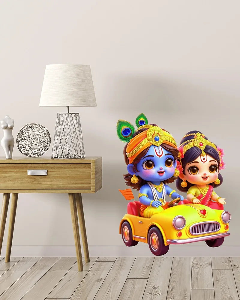 Rng Graphics Pvc Vinyl Krishna Wall Sticker Radha Krishna Wall Stickers Multicolor 56cm X 45cm DW-121L