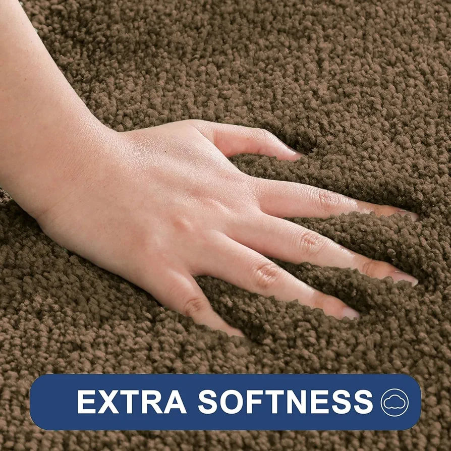 Luxe Home International Microfibre Rectangular Bath Mat Super Soft Anti Skid Newman Mats For Bathroom Colour Coffee