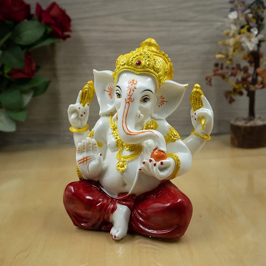 Jaipur Ace Ganesh Idol Vinayaka Statue Ganpati Murti Car Dashboard Sitting Ganesha Red