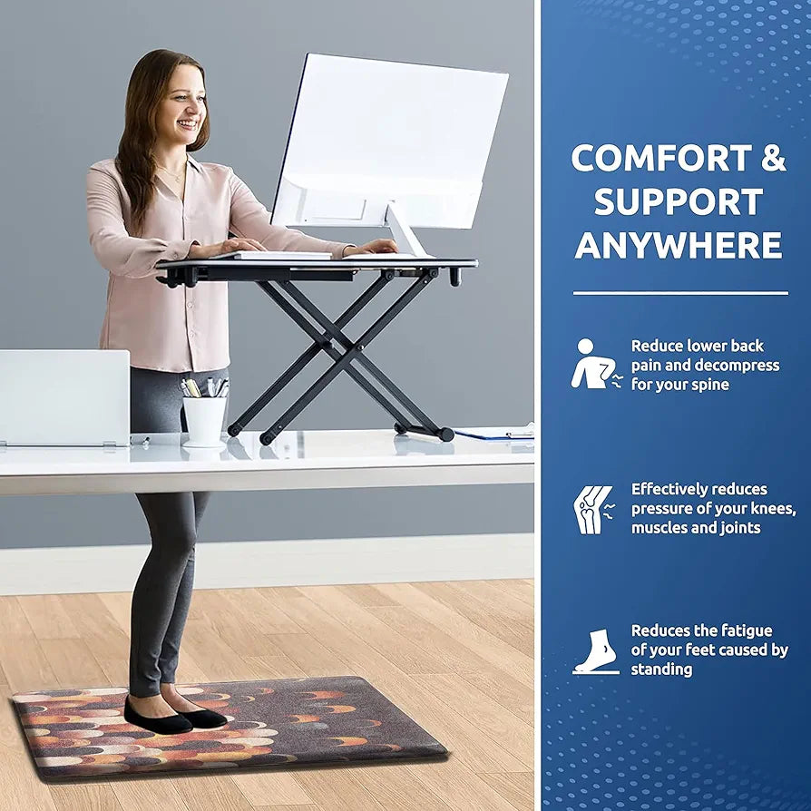 Luxe Home Columbo Anti-Fatigue Kitchen Mat Non-Slip Cushioned Comfort Mat Warm Gradient Pattern Standing Desk Mat Colour Lightning