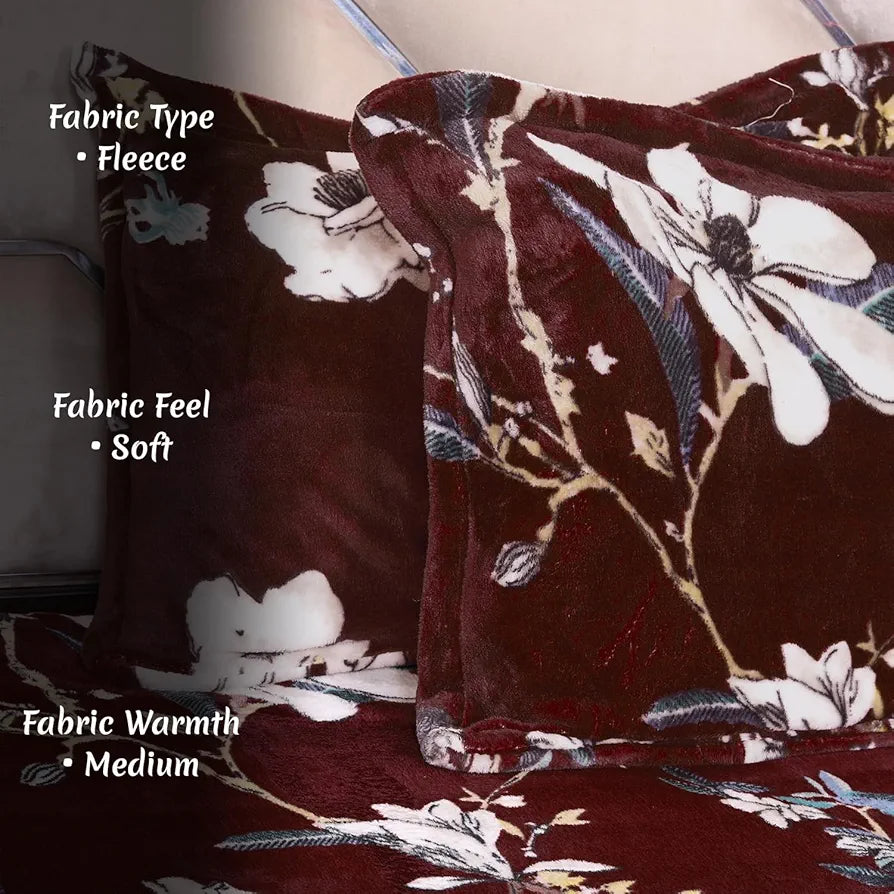 Cloth Fusion 190 TC Warm Winter Bedsheet for Double Bed King Size with 2 Pillow Covers Redpetal