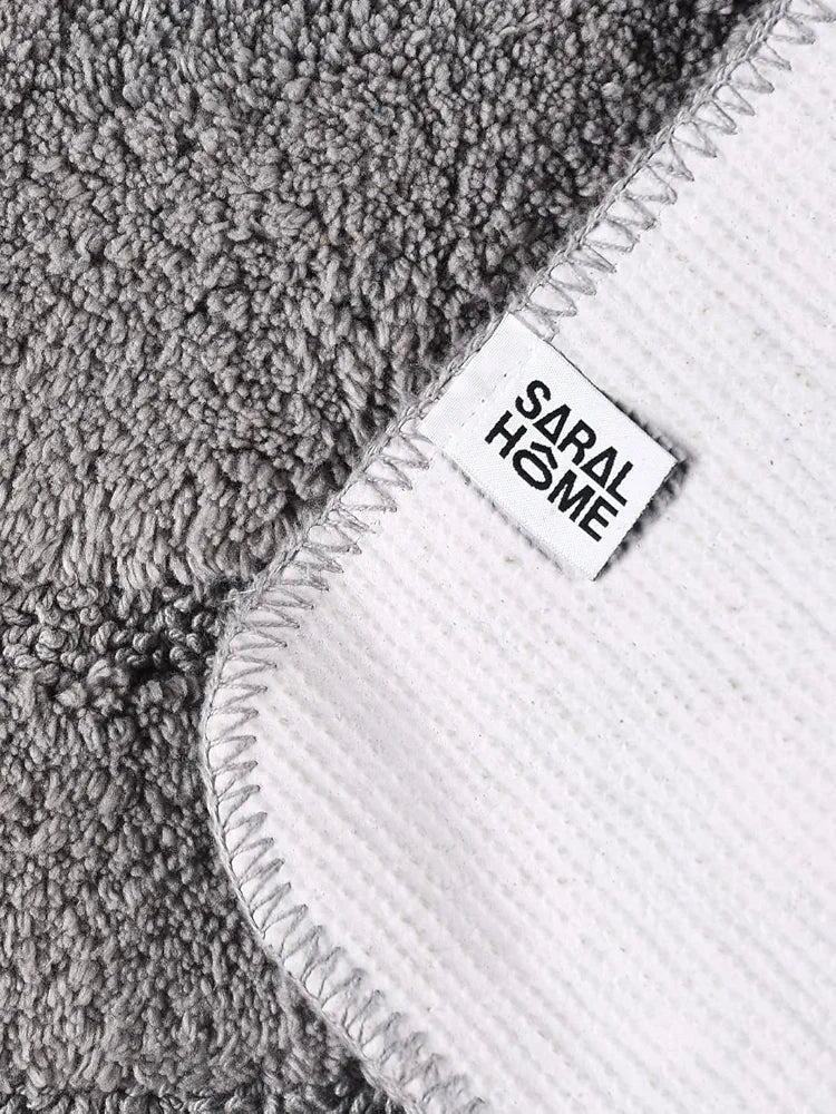 Saral Home Cotton Anti Slip Bathmat Set with Contour Colour Grey