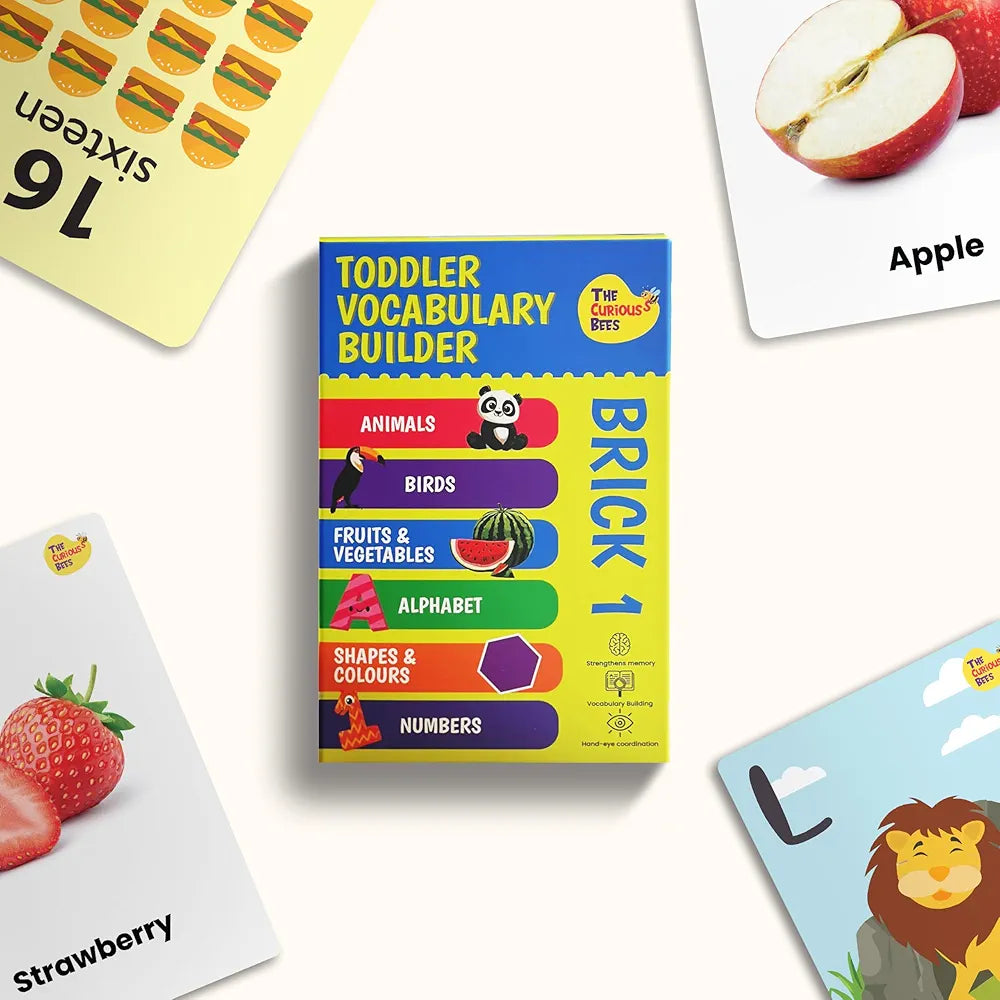 The Curious Bees - Toddler Vocabulary Builder | Kid's First Words | Learn 6 Concepts Covering 175+ Objects | Montessori Inspired Fun & Easy to Learn Toys for Kids | Brick 1
