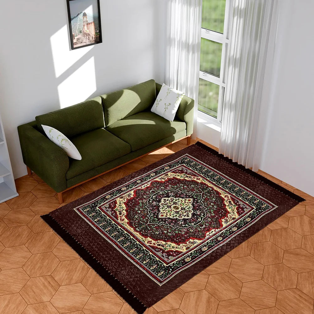 Kuber Industries Carpet Velvet Carpet-Rug for Home Decor Carpet Rug for Bedroom Brown