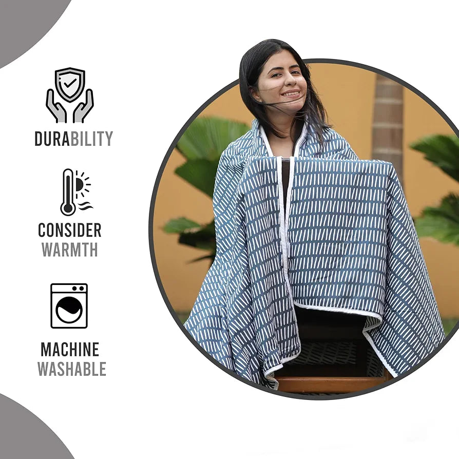 Divine Casa 120 GSM Microfiber Single Bed Comforter Soft & Lightweight Reversible AC Blanket Colour Blue Mirage