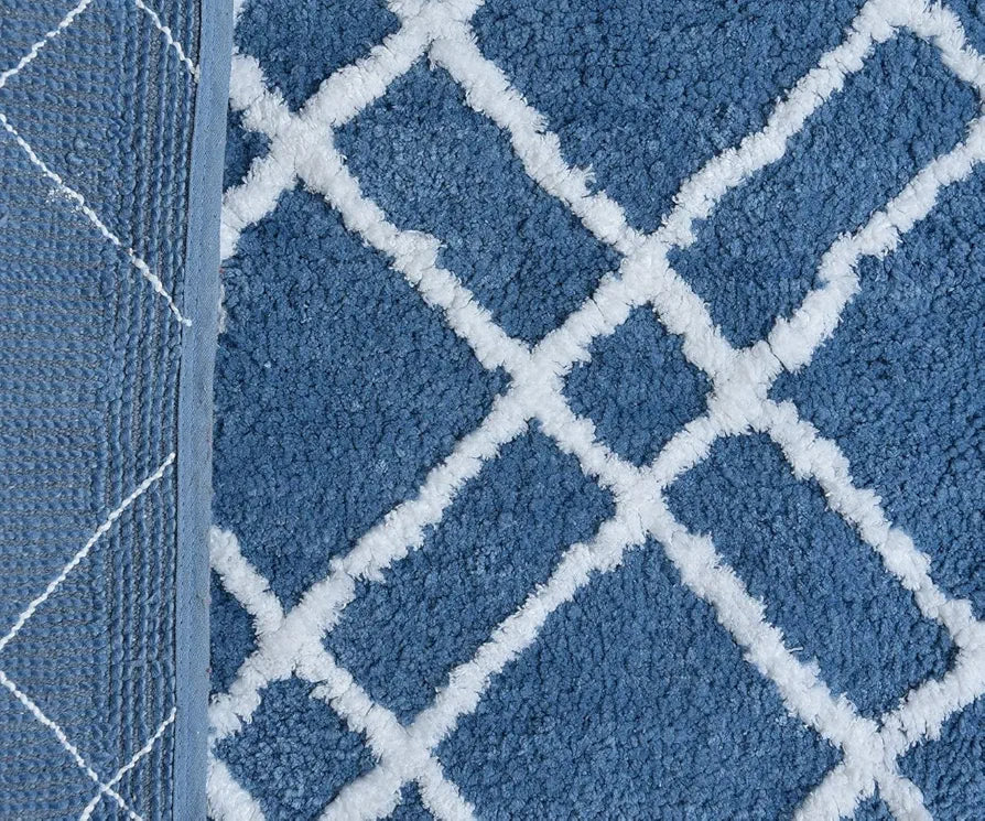 Aerohaven Glorious Super Soft Microfiber Abstract Designer Anti Slip Bathmat BM10 Blue Colour