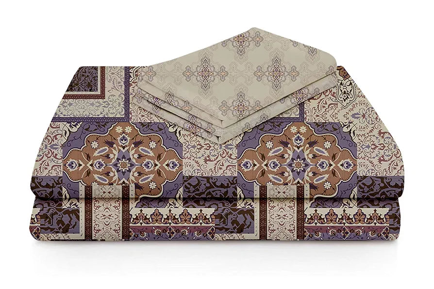 Fresh From Loom Microfiber Cotton Bedsheet King Size 240 TC King Size Soft Bed Cover with 2 Pillow Cover Paisley Coffee