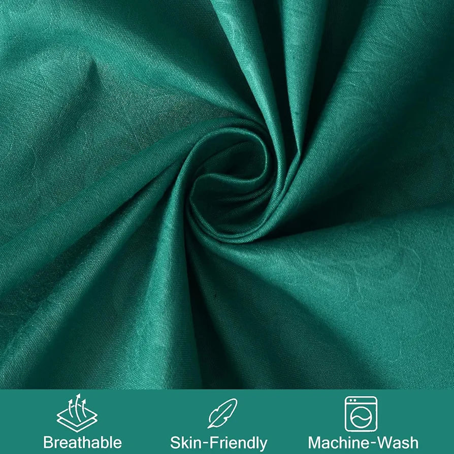Fresh From Loom Single Bedsheet Microfiber Bed Sheet Set Printed with 1 Pillow Covers 144 TC Green Damas