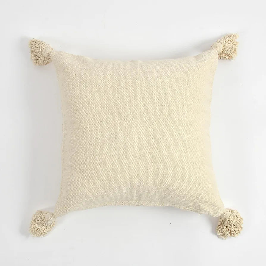 Sashaa World 100% Cotton Cushion Covers Colour White With Tassels/decorative Throw Pillow( Set Of 2)