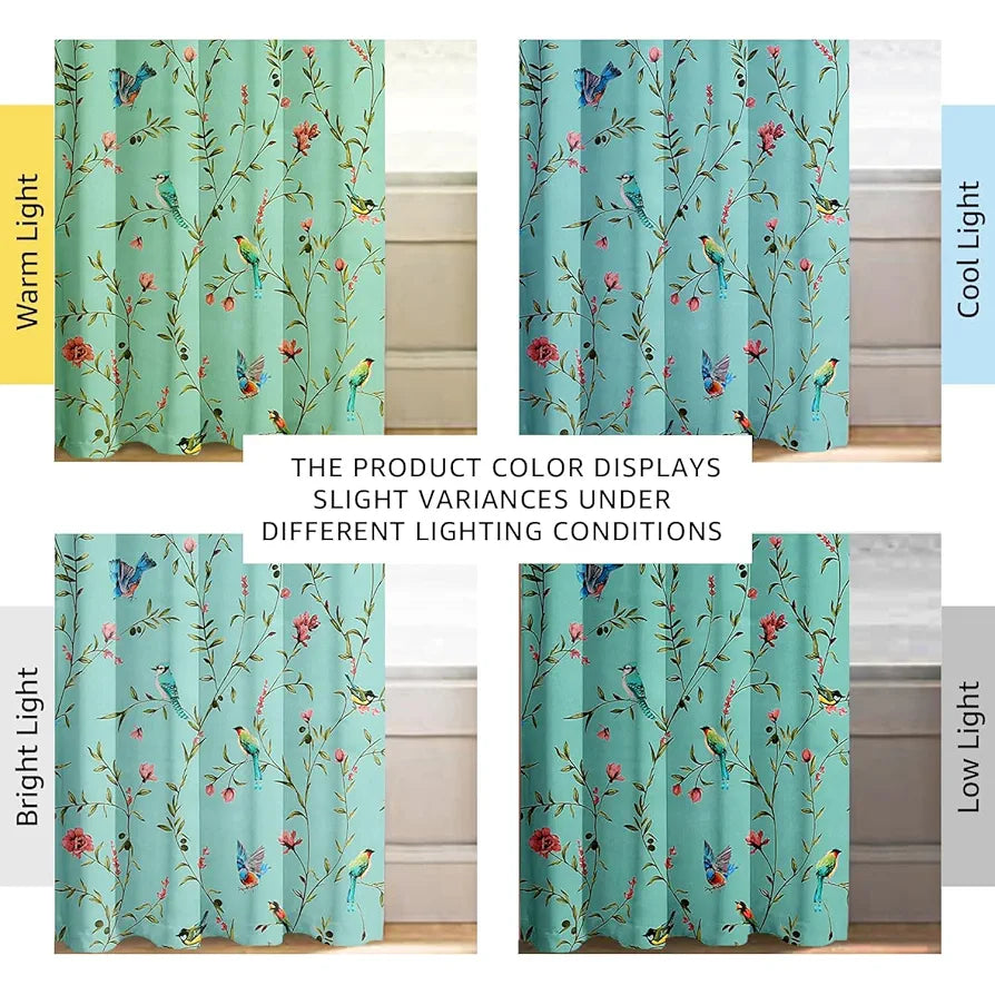 Cloth Fusion Blackout Printed Premium Window Curtains 5 Feet Long Set of 2 Blue Forest
