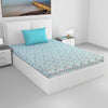 Divine Casa 144 TC 100% Pure Cotton Single Bedsheet with 1 Pillow Cover Floral Leaf Pattern Colour Soft Pink Blue
