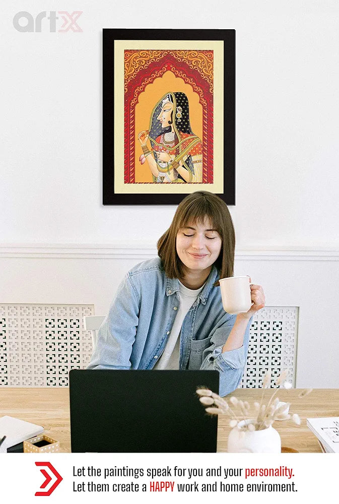 ArtX Paper Premium Rajasthani Bani Thani Wall Art Multicolor