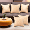 Kuber Industries Set of 5 Washable & Removable Velvet Sofa Pillow Covers with Zip Floral Design Beige