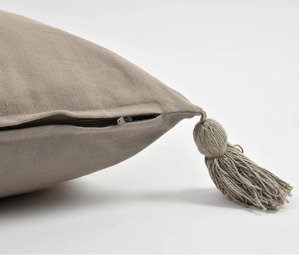 Sashaa World Cotton Cushion Cover Colour Brown Grey Tufted Decorative Pillow Case