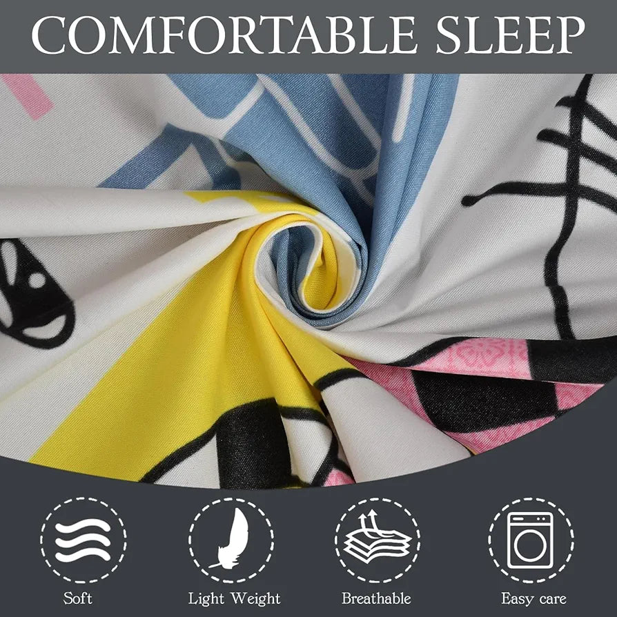 Fresh From Loom Hypoallergenic Glace Cotton Kids Single Bedsheet-Rotary Printed Wrinkle Free With 1 Pillow Covers 144 TC Aqua Pink