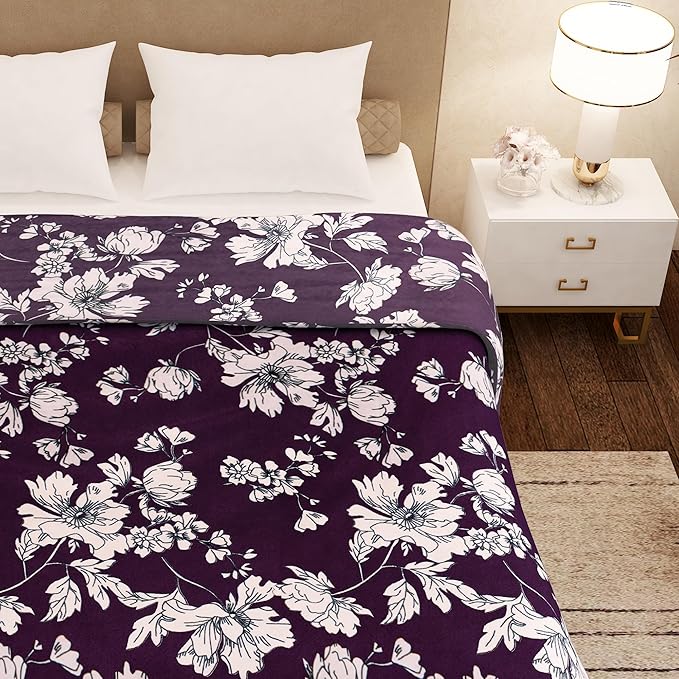 Story@Home Polyester All-Season AC Double Size Finley Blanket Colour Wine