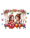 Rng Graphics Pvc Vinyl Krishna Wall Sticker Radha Krishna Wall Stickers Multicolor 55cm X 40cm DW-140L