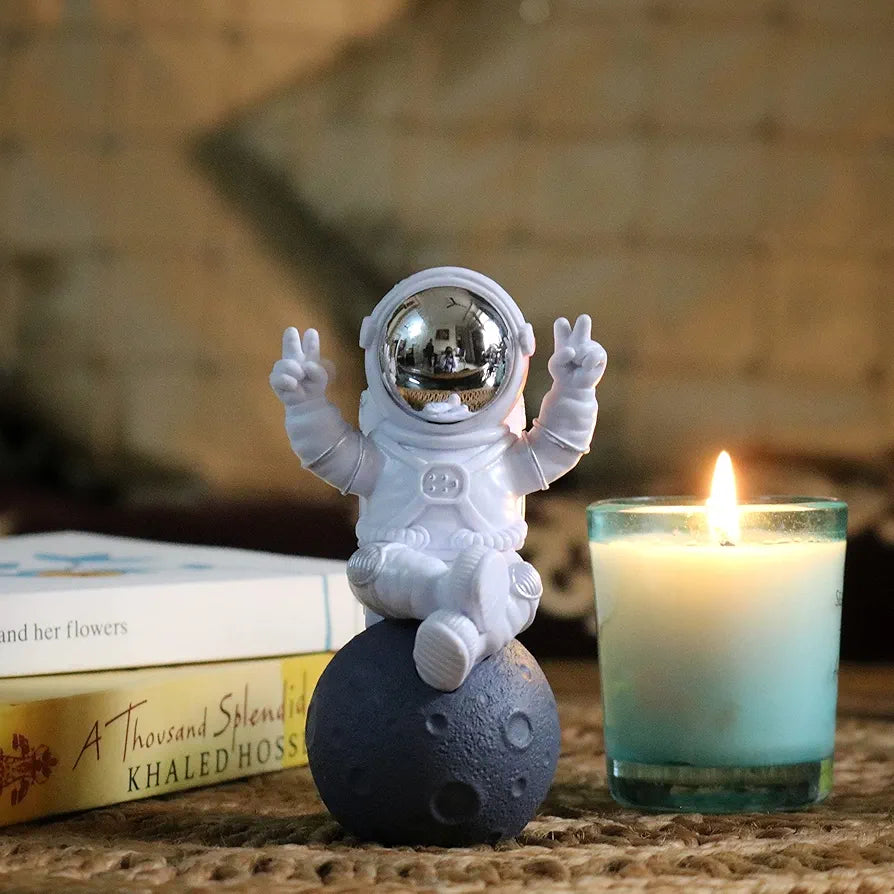 Street27 Sitting Astronaut Figurine Showpiece Silver for Home Décor Idols for Office Desk Table Astronaut Toy