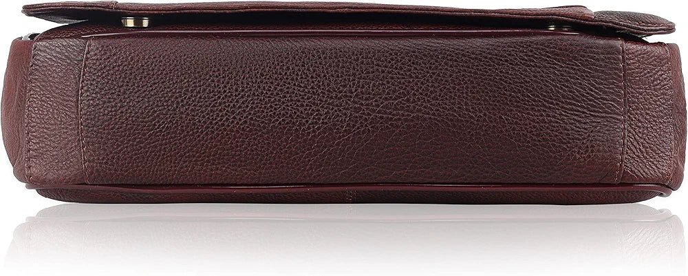 WildHorn Leather Messenger Bag for Men/Office Bag for Men | Fits Upto 15.6 Inch Laptop/MacBook | Laptop Bag/Leather Bag for Men I Dimension : L-16 inch W-3.5 inch H-12 inch