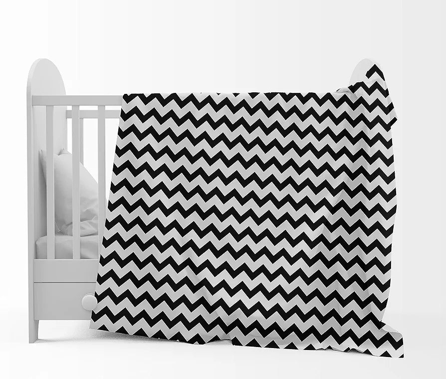Divine Casa 120 GSM Microfiber Single Kids Dohar Soft & Lightweight Throw Blanket Zig-Zag Pattern Colour Anthracite