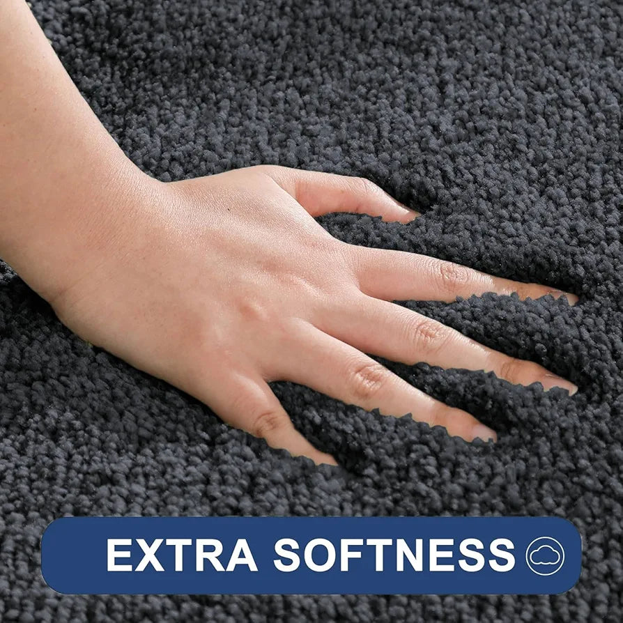 Luxe Home International Microfibre Luxe Rectangular Home Bath Mat Super Soft Anti Skid Newman Mats For Bathroom Colour Anthra