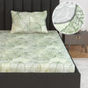 Divine Casa 100% Cotton Fitted Bedsheet Set for Single Bed Floral Print 144 TC Includes 1 Bedsheet & 1 Pillow Cover Colour Garden Green
