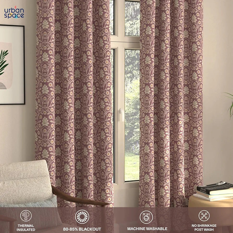 Urban Space Digital Printed Blackout Curtains for Door Bedroom Room Darkening Blackout Kids Decorative Curtains Mystic Wine