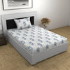 Divine Casa Bedsheet for Single Size Bed 144 TC Cotton Bedsheet for Single Size Bed with 1 Pillow Cover  Floral Colour Grey Blue