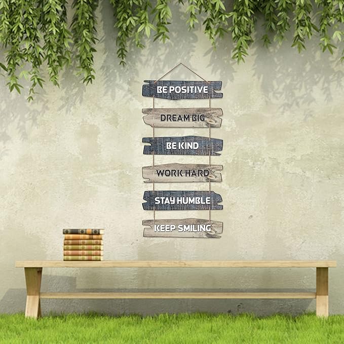 Artvibes Decorative Wall Hanging Wooden Art Decoration Item for Living Room | Quotes Decor Item | Set of 6