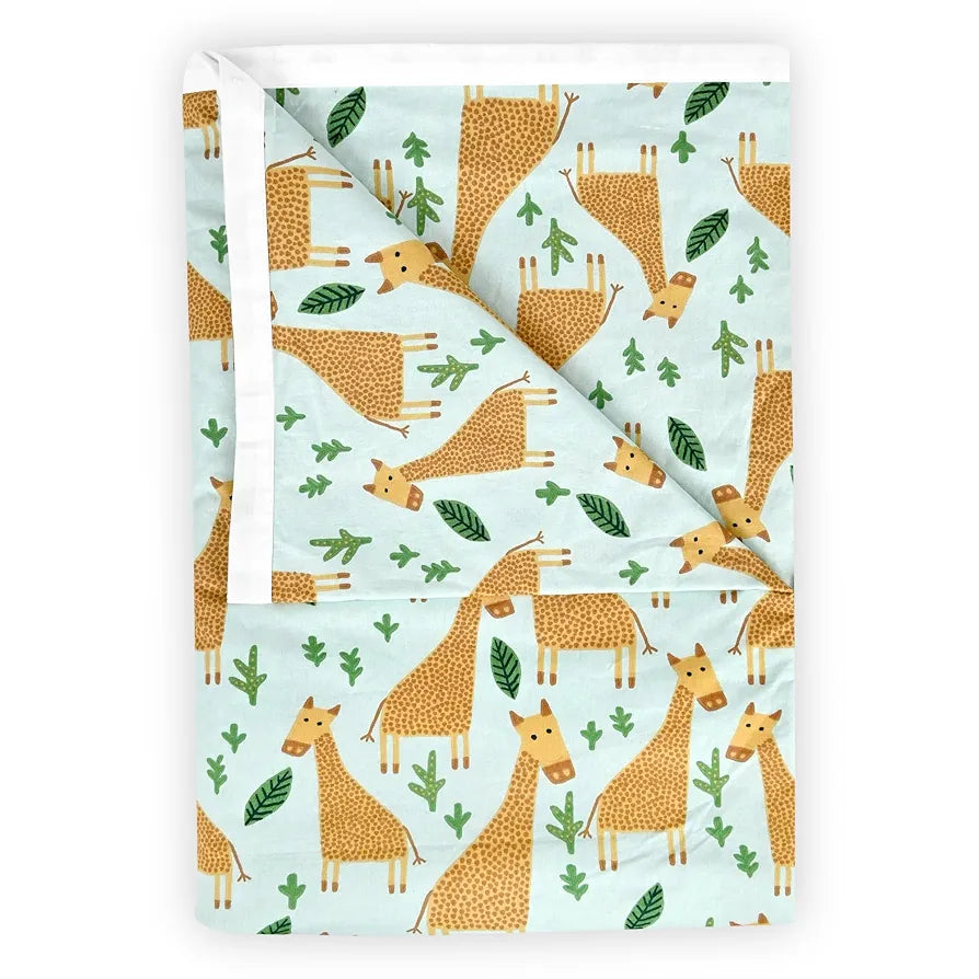 Divine Casa Pure Cotton Printed Single Dohar 120 GSM Soft & Lightweight Throw Blanket Colour Water Blue