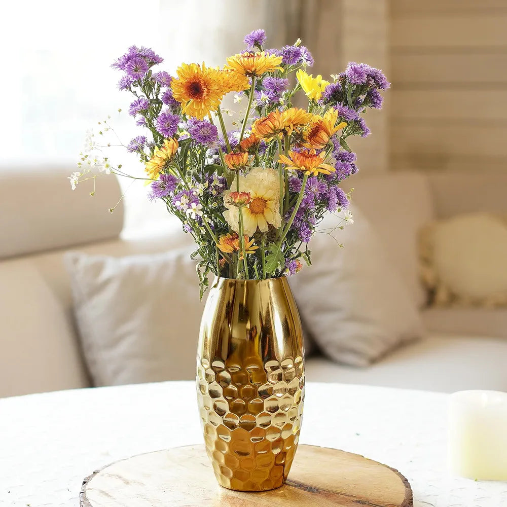 Behoma Metal Half Hammered Oblong Shape 1 Large Flowers not Included