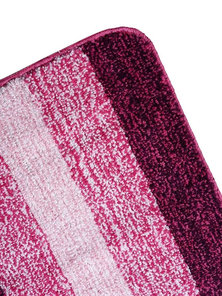 Saral Home Microfiber Striped Rectangle Anti-Skid Runner Colour Pink