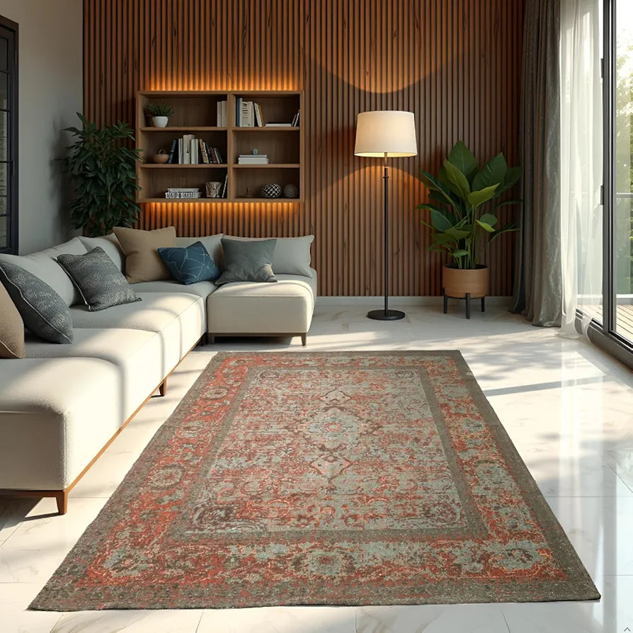 Sajavat Home Cotton Printed Floor Rug Colour Green Multi