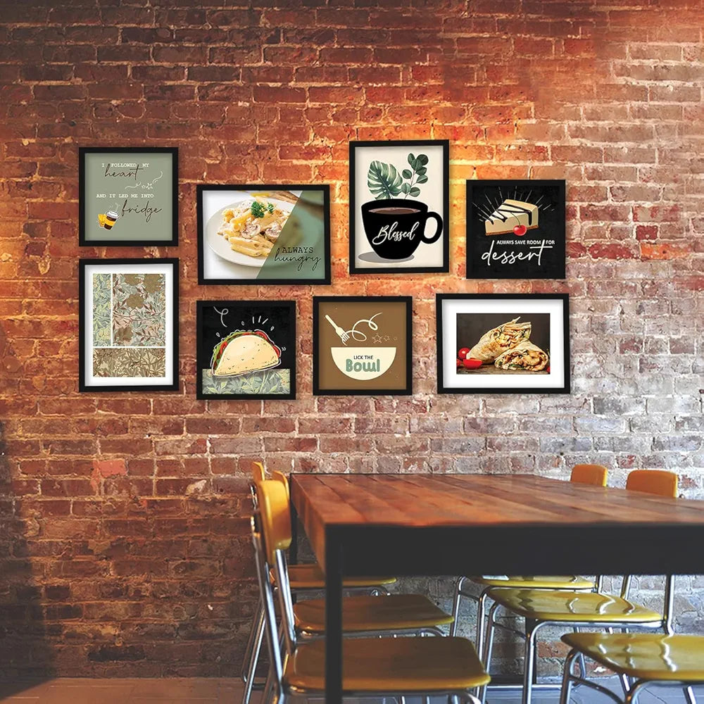 Kotart Always Hungry Restaurant Quotes Wall Posters With Frame Set of 8